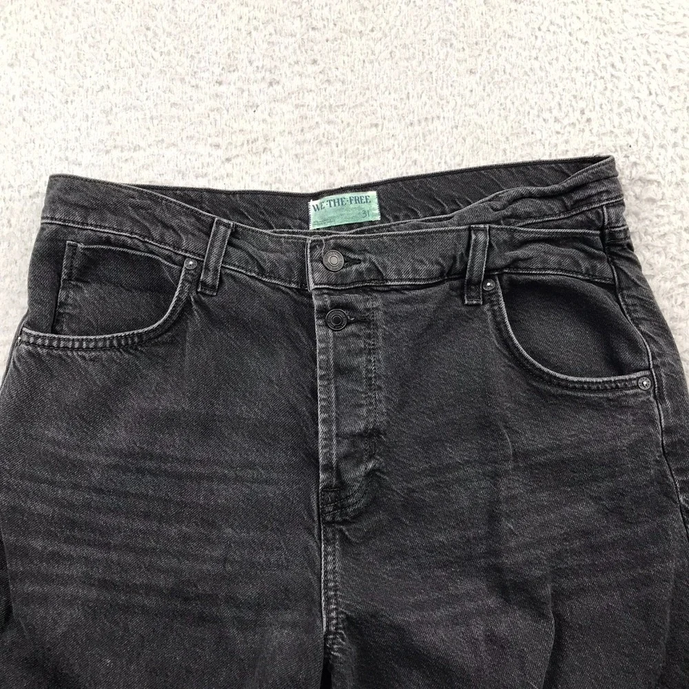 We The Free People Crossroads Straight Jeans Womens 31 (35x30)Washed Black Baggy